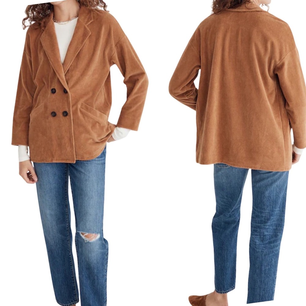 Madewell Womens XS Knit Corduroy Redford Blazer Hazelnut Brown NG559 Relaxed
